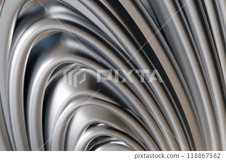 Abstract chrome background with smooth, flowing curves and reflective surfaces, creating tech and modern design. Ideal for futuristic branding and promotional materials. Y2k, 2000s. 3D render. Abstract chrome background with smooth, flowing curves and reflective surfaces, creating tech and modern design. Ideal for futuristic branding and promotional materials. Y2k, 2000s. 3D render. 118867582