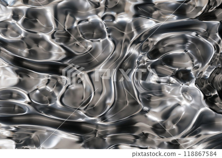 Futuristic abstract chrome background. Tech style fluid metallic surface. Flowing silver. Ideal for use in high-end design projects, as striking background for promotional materials. Y2k, 2000s. 3D. Futuristic abstract chrome background. Tech style fluid metallic surface. Flowing silver. Ideal for use in high-end design projects, as striking background for promotional materials. Y2k, 2000s. 3D. 118867584