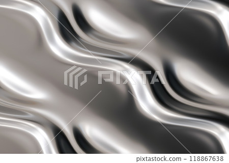 Futuristic abstract chrome background. Tech style fluid metallic surface. Flowing silver. Ideal for use in high-end design projects, as striking background for promotional materials. Y2k, 2000s. 3D. Futuristic abstract chrome background. Tech style fluid metallic surface. Flowing silver. Ideal for use in high-end design projects, as striking background for promotional materials. Y2k, 2000s. 3D. 118867638