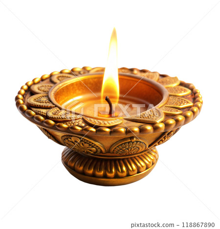 Diwali Diya oil lamp isolated on white background. Diwali is biggest festival of India. Diwali is festival of lights 118867890