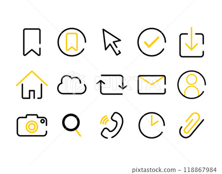 Stylish business icon set yellow 118867984