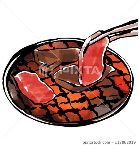 Charcoal grilled meat hand-drawn illustration 118868019