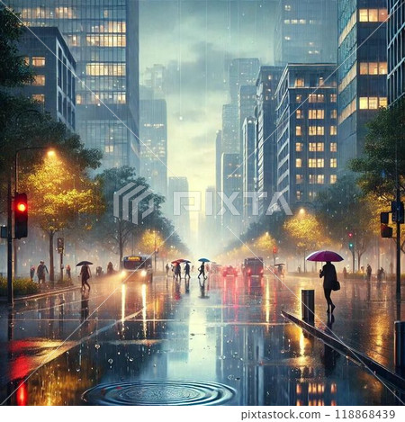 在一個雨夜的雨中，在一個雨夜的城市 118868439