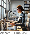 在個人計算機上工作的女商人 118868500