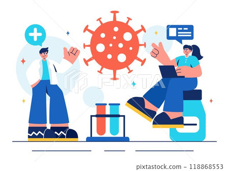 Immunologist Vector Illustration Showing the Immune Protection System Helping People Fight Infections and Harmful Bacteria in a Flat Style Background Immunologist Vector Illustration Showing the Immune Protection System Helping People Fight Infections and Harmful Bacteria in a Flat Style Background 118868553