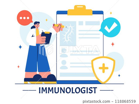 Immunologist Vector Illustration Showing the Immune Protection System Helping People Fight Infections and Harmful Bacteria in a Flat Style Background 118868559