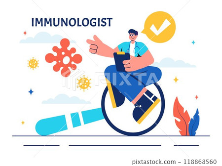 Immunologist Vector Illustration Showing the Immune Protection System Helping People Fight Infections and Harmful Bacteria in a Flat Style Background 118868560