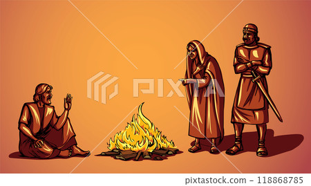 Vector drawing. Man sitting on the ground 118868785