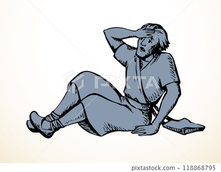 Vector drawing. Man fall on the ground 118868795
