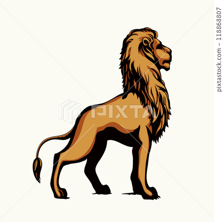 Vector drawing. Lion look for prey 118868807