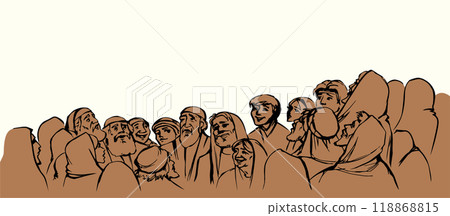 Vector drawing. Many people come together Vector drawing. Many people come together 118868815