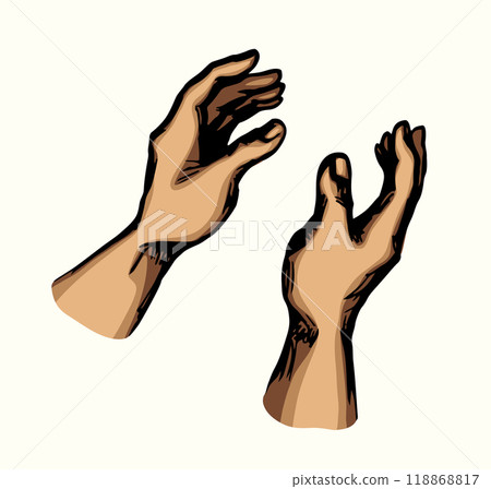 Young human hands. Vector drawing 118868817