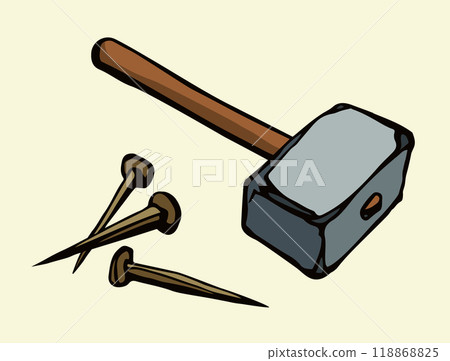 Vector drawing. Hammer and nails 118868825