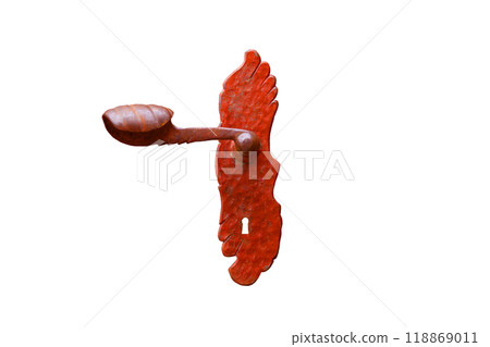 old iron door handle on white background 118869011