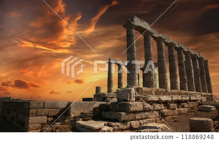 Temple of Poseidon, Attica peninsula, Greece Temple of Poseidon, Attica peninsula, Greece 118869248