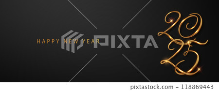 2025 Greeting Happy New Year card with place for congratulations. on dark background 2025 Greeting Happy New Year card with place for congratulations. on dark background 118869443