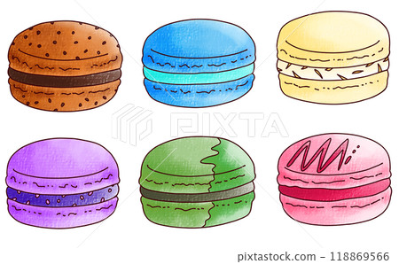 A simple and relaxed macaron set in an analog style 118869566