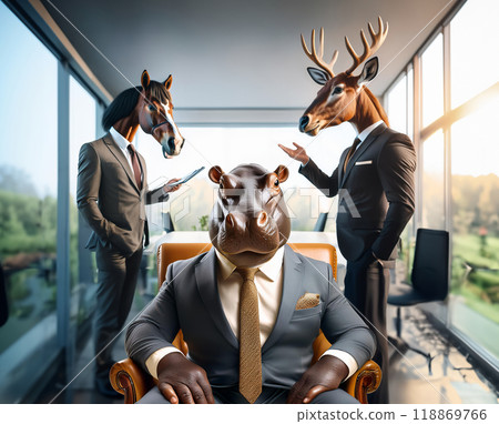 河馬總裁（河馬老闆）和馬鹿員工愚蠢的公司 118869766