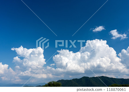 Copy space of a thundercloud and a blue sky Copy space of a thundercloud and a blue sky 118870061