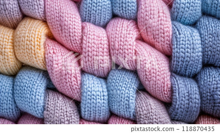 Close-up of woolen knit texture background 118870435