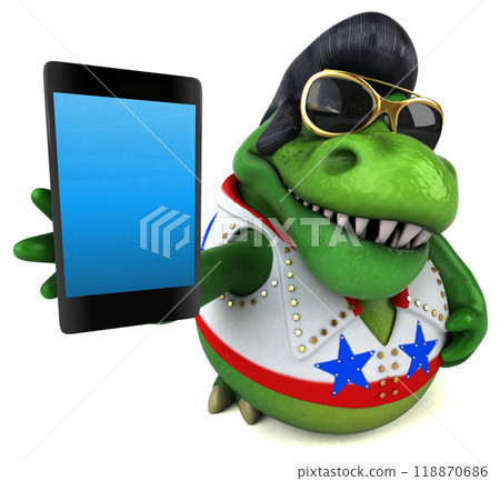 Fun 3D cartoon illustration of a Trex rocker 118870686