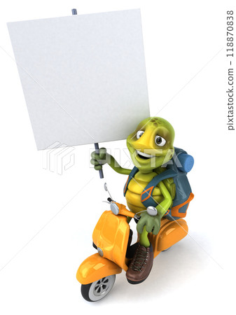 Fun turtle traveling - 3D Illustration Fun turtle traveling - 3D Illustration 118870838