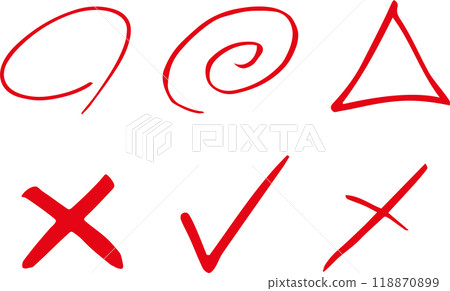 Round triangle X, brush writing, test marking, hand-drawn set Round triangle X, brush writing, test marking, hand-drawn set 118870899