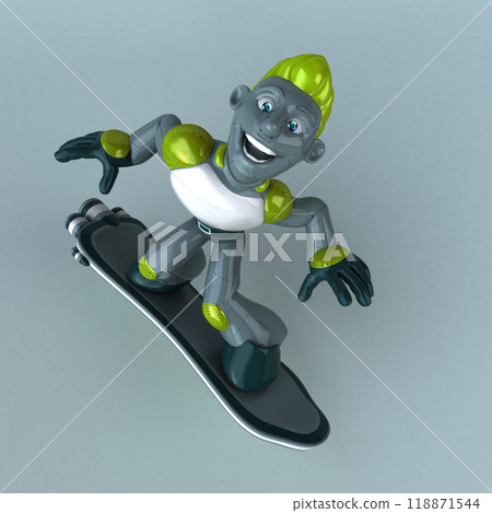 Fun green robot - 3D Illustration Fun green robot - 3D Illustration 118871544