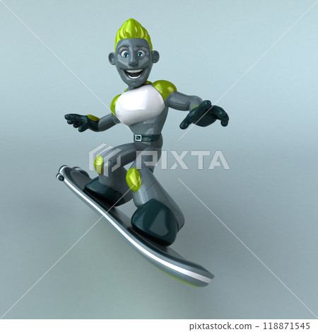 Fun green robot - 3D Illustration Fun green robot - 3D Illustration 118871545