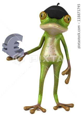 Fun french frog - 3D Illustration Fun french frog - 3D Illustration 118871745