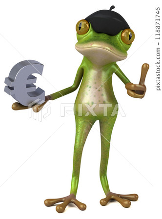 Fun french frog - 3D Illustration Fun french frog - 3D Illustration 118871746