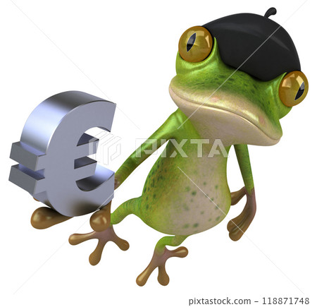 Fun french frog - 3D Illustration Fun french frog - 3D Illustration 118871748