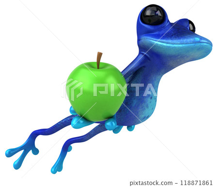 Fun blue frog - 3D Illustration Fun blue frog - 3D Illustration 118871861