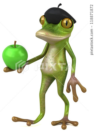 Fun french frog - 3D Illustration Fun french frog - 3D Illustration 118871872