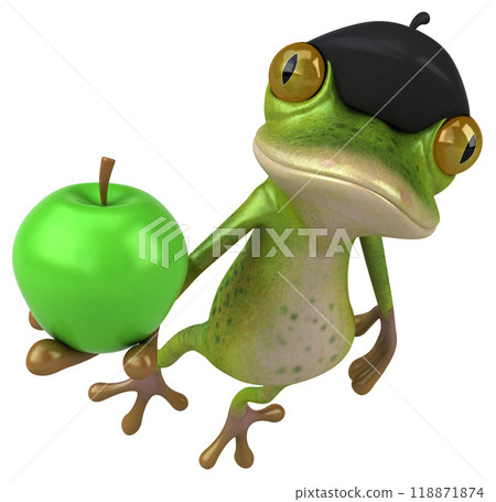 Fun french frog - 3D Illustration Fun french frog - 3D Illustration 118871874