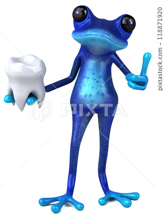 Fun blue frog - 3D Illustration Fun blue frog - 3D Illustration 118871920