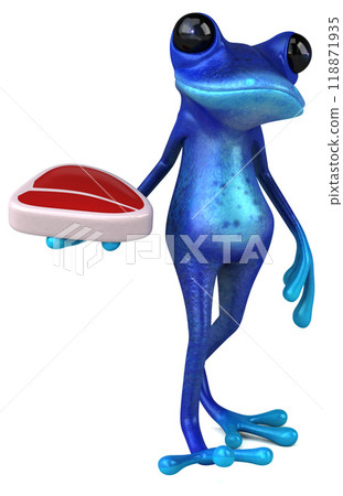 Fun blue frog - 3D Illustration 118871935