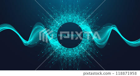 Abstract tech network connection dots. Digital technology and big data analysis background. White background with plexus lines. Geometric background with abstract mesh 118871958