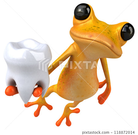 Fun yellow frog - 3D Illustration Fun yellow frog - 3D Illustration 118872014