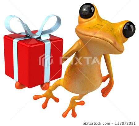 Fun yellow frog - 3D Illustration 118872081