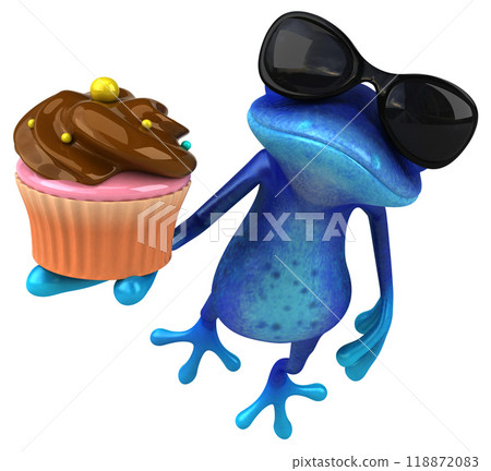Fun blue frog - 3D Illustration 118872083