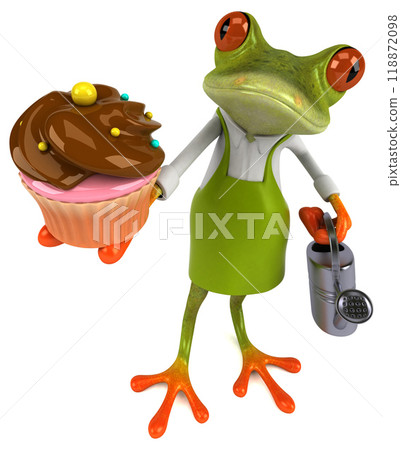 Fun frog gardener - 3D Illustration 118872098