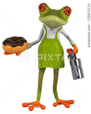 Fun frog gardener - 3D Illustration 118872114