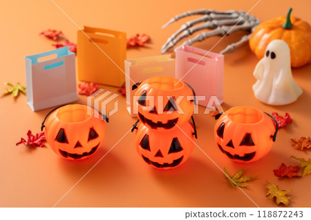 Autumn Halloween Shopping Cart Sales Background Autumn shopping ショッピング ハロウィン 118872243