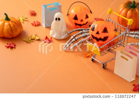 Autumn Halloween Shopping Cart Sales Background Autumn shopping ショッピング ハロウィン Autumn Halloween Shopping Cart Sales Background Autumn shopping ショッピング ハロウィン 118872247