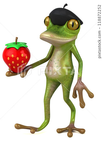 Fun french frog - 3D Illustration Fun french frog - 3D Illustration 118872252