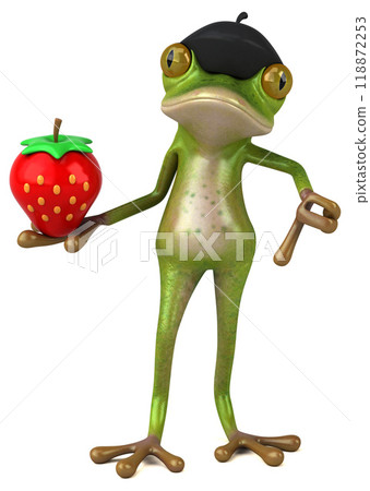 Fun french frog - 3D Illustration Fun french frog - 3D Illustration 118872253