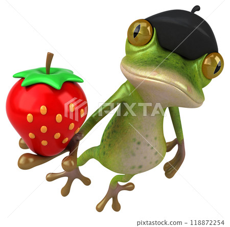 Fun french frog - 3D Illustration Fun french frog - 3D Illustration 118872254