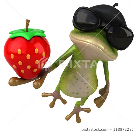Fun french frog - 3D Illustration Fun french frog - 3D Illustration 118872255