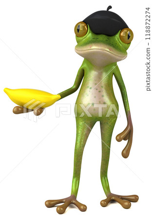 Fun french frog - 3D Illustration Fun french frog - 3D Illustration 118872274